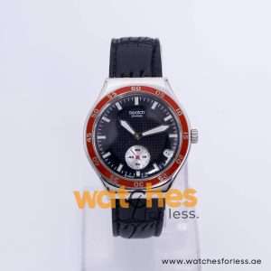 Swatch Men’s Swiss Made Quartz Black Leather Strap Black Dial 40mm Watch SR936SW/2 UAE DUBAI AJMAN SHARJAH ABU DHABI RAS AL KHAIMA UMM UL QUWAIN ALAIN FUJAIRAH