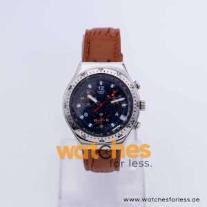 Swatch Men’s Swiss Made Quartz Brown Leather Strap Black Dial 40mm Watch YCS4006A8 UAE DUBAI AJMAN SHARJAH ABU DHABI RAS AL KHAIMA UMM UL QUWAIN ALAIN FUJAIRAH