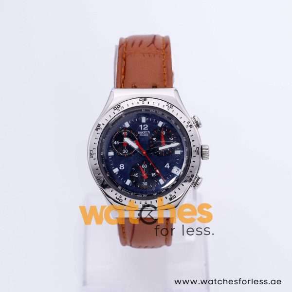 Swatch Men’s Swiss Made Quartz Brown Leather Strap Black Dial 40mm Watch YCS4006A8 UAE DUBAI AJMAN SHARJAH ABU DHABI RAS AL KHAIMA UMM UL QUWAIN ALAIN FUJAIRAH