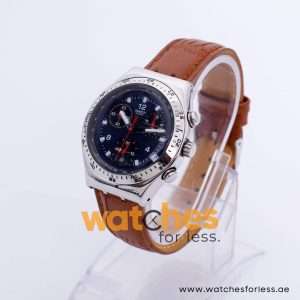 Swatch Men’s Swiss Made Quartz Brown Leather Strap Black Dial 40mm Watch YCS4006A8 UAE DUBAI AJMAN SHARJAH ABU DHABI RAS AL KHAIMA UMM UL QUWAIN ALAIN FUJAIRAH