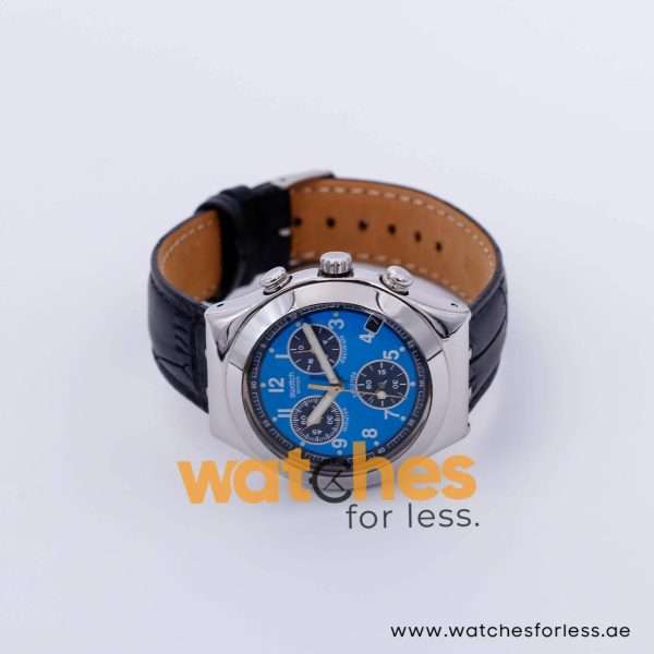 Swatch Men’s Swiss Made Quartz Black Leather Strap Blue Dial 40mm Watch SW189964 UAE DUBAI AJMAN SHARJAH ABU DHABI RAS AL KHAIMA UMM UL QUWAIN ALAIN FUJAIRAH