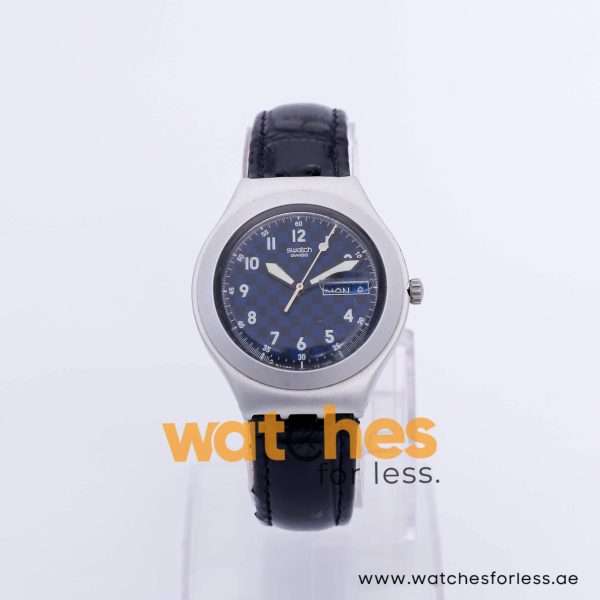 Swatch Men’s Swiss Made Quartz Black Leather Strap Dark Blue Dial 37mm Watch YCS4006A6 UAE DUBAI AJMAN SHARJAH ABU DHABI RAS AL KHAIMA UMM UL QUWAIN ALAIN FUJAIRAH