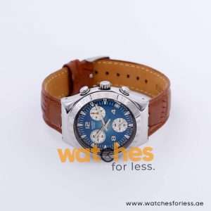 Swatch Men’s Swiss Made Brown Leather Strap Blue Dial 40mm Watch YCS40055 UAE DUBAI AJMAN SHARJAH ABU DHABI RAS AL KHAIMA UMM UL QUWAIN ALAIN FUJAIRAH