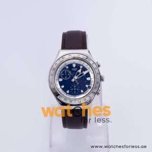 Swatch Men’s Swiss Made Quartz Brown Leather Strap Silver & Blue Dial 40mm Watch SW1983 UAE DUBAI AJMAN SHARJAH ABU DHABI RAS AL KHAIMA UMM UL QUWAIN ALAIN FUJAIRAH