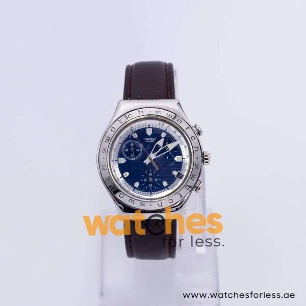 Swatch Men’s Swiss Made Quartz Brown Leather Strap Silver & Blue Dial 40mm Watch SW1983 UAE DUBAI AJMAN SHARJAH ABU DHABI RAS AL KHAIMA UMM UL QUWAIN ALAIN FUJAIRAH