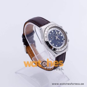 Swatch Men’s Swiss Made Quartz Brown Leather Strap Silver & Blue Dial 40mm Watch SW1983 UAE DUBAI AJMAN SHARJAH ABU DHABI RAS AL KHAIMA UMM UL QUWAIN ALAIN FUJAIRAH