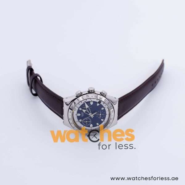 Swatch Men’s Swiss Made Quartz Brown Leather Strap Silver & Blue Dial 40mm Watch SW1983 UAE DUBAI AJMAN SHARJAH ABU DHABI RAS AL KHAIMA UMM UL QUWAIN ALAIN FUJAIRAH