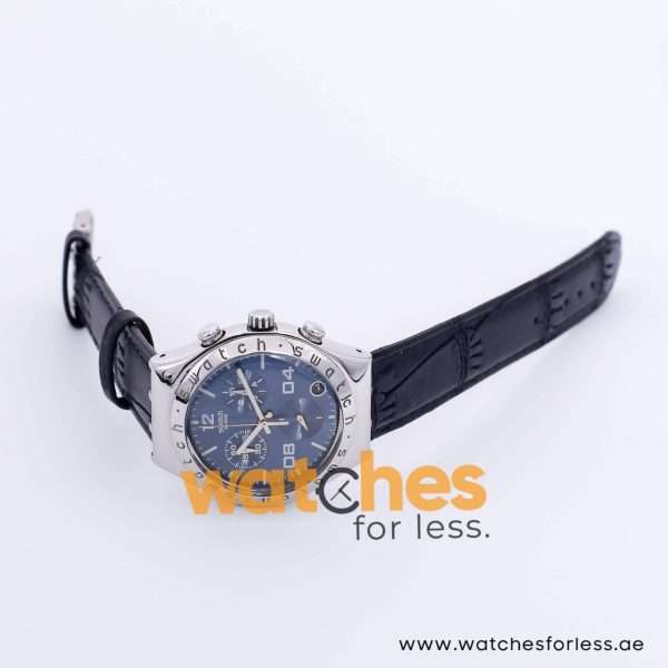 Swatch Men’s Swiss Made Black Leather Strap Blue Dial 40mm Watch YCS438G UAE DUBAI AJMAN SHARJAH ABU DHABI RAS AL KHAIMA UMM UL QUWAIN ALAIN FUJAIRAH