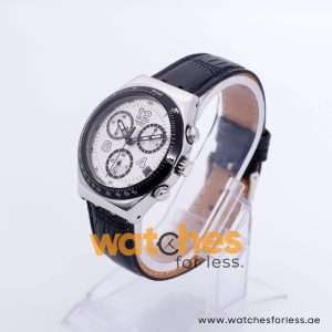 Swatch Men’s Swiss Made Black Leather Strap Silver Dial 40mm Watch YCS450 UAE DUBAI AJMAN SHARJAH ABU DHABI RAS AL KHAIMA UMM UL QUWAIN ALAIN FUJAIRAH