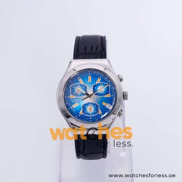 Swatch Men’s Swiss Made Black Leather Strap Blue Dial 40mm Watch YCS426G UAE DUBAI AJMAN SHARJAH ABU DHABI RAS AL KHAIMA UMM UL QUWAIN ALAIN FUJAIRAH