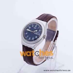 Swatch Men’s Swiss Made Brown Leather Strap Blue Dial 37mm Watch YCS5369 UAE DUBAI AJMAN SHARJAH ABU DHABI RAS AL KHAIMA UMM UL QUWAIN ALAIN FUJAIRAH