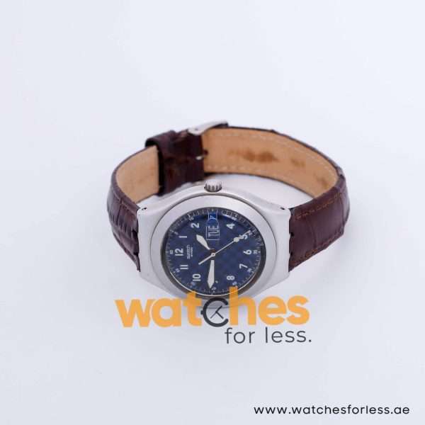 Swatch Men’s Swiss Made Brown Leather Strap Blue Dial 37mm Watch YCS5369 UAE DUBAI AJMAN SHARJAH ABU DHABI RAS AL KHAIMA UMM UL QUWAIN ALAIN FUJAIRAH