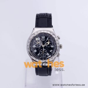 Swatch Men’s Swiss Made Quartz Black Leather Strap Black Dial 40mm Watch YCS409G/2 UAE DUBAI AJMAN SHARJAH ABU DHABI RAS AL KHAIMA UMM UL QUWAIN ALAIN FUJAIRAH