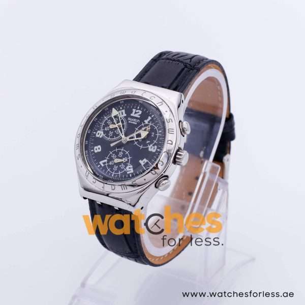 Swatch Men’s Swiss Made Quartz Black Leather Strap Black Dial 40mm Watch YCS409G/2 UAE DUBAI AJMAN SHARJAH ABU DHABI RAS AL KHAIMA UMM UL QUWAIN ALAIN FUJAIRAH