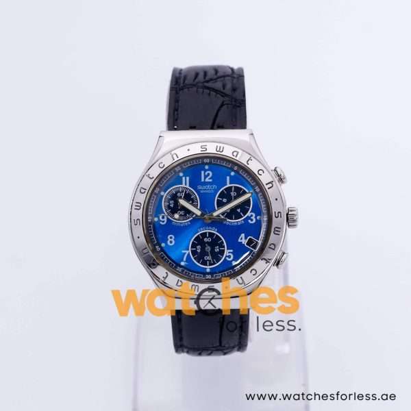 Swatch Men’s Swiss Made Quartz Black Leather Strap Blue Dial 40mm Watch YCS40096 UAE DUBAI AJMAN SHARJAH ABU DHABI RAS AL KHAIMA UMM UL QUWAIN ALAIN FUJAIRAH