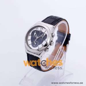 Swatch Men’s Swiss Made Quartz Black Leather Strap Silver & Black Dial 40mm Watch YCS109 UAE DUBAI AJMAN SHARJAH ABU DHABI RAS AL KHAIMA UMM UL QUWAIN ALAIN FUJAIRAH