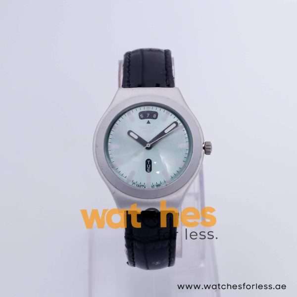 Swatch Men’s Swiss Made Quartz Black Leather Strap Mint Color Dial 37mm Watch YGS7008 UAE DUBAI AJMAN SHARJAH ABU DHABI RAS AL KHAIMA UMM UL QUWAIN ALAIN FUJAIRAH