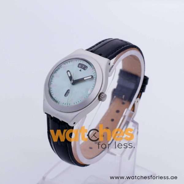 Swatch Men’s Swiss Made Quartz Black Leather Strap Mint Color Dial 37mm Watch YGS7008 UAE DUBAI AJMAN SHARJAH ABU DHABI RAS AL KHAIMA UMM UL QUWAIN ALAIN FUJAIRAH