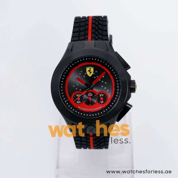 Ferrari Men’s Quartz Black & Red Silicone Strap Black & Red Dial 44mm Watch 0830028 UAE DUBAI AJMAN SHARJAH ABU DHABI RAS AL KHAIMA UMM UL QUWAIN ALAIN FUJAIRAH