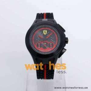 Ferrari Men’s Quartz Black & Red Silicone Strap Black & Red Dial 44mm Watch 0830028 UAE DUBAI AJMAN SHARJAH ABU DHABI RAS AL KHAIMA UMM UL QUWAIN ALAIN FUJAIRAH