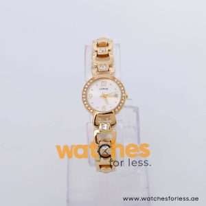 Lorus Women’s Quartz Gold Stainless Steel Silver Sunray Dial 24mm Watch RXT82DX9