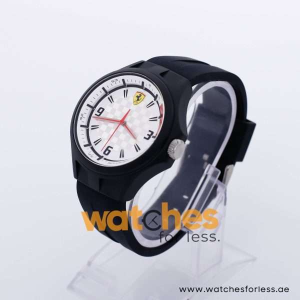 Ferrari Men’s Quartz Black Silicone Strap White Dial 44mm Watch 0830001