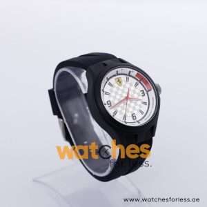 Ferrari Men’s Quartz Black Silicone Strap White Dial 44mm Watch 0830001