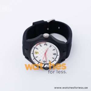 Ferrari Men’s Quartz Black Silicone Strap White Dial 44mm Watch 0830001