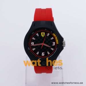 Ferrari Men’s Quartz Red Silicone Strap Black Dial 44mm Watch 830287/2