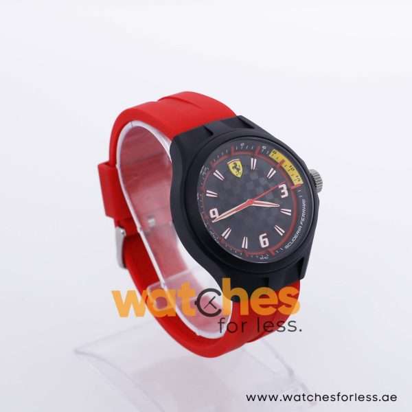 Ferrari Men’s Quartz Red Silicone Strap Black Dial 44mm Watch 830287