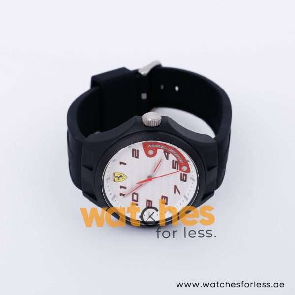 Ferrari Men’s Quartz Black Silicone Strap White 44mm Watch 0830093