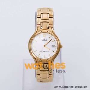 Lorus Women’s Quartz Gold Stainless Steel Silver Sunray Dial 34mm Watch RXD64CX9