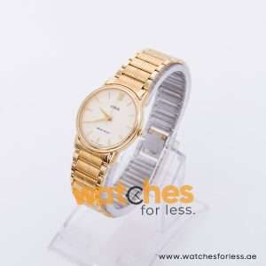Lorus Women’s Quartz Gold Stainless Steel Beige Dial 31mm Watch RPU02AX