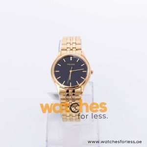 Pulsar Men’s Quartz Gold Stainless Steel Black Dial 35mm Watch PRS620X9