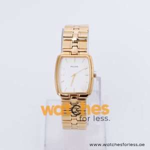 Pulsar Women’s Quartz Gold Stainless Steel White Dial 28mm Watch PRS508X