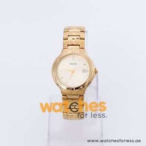 Pulsar Men’s Quartz Gold Stainless Steel Champagne Dial 35mm Watch PXD778X9