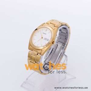 Pulsar Men’s Quartz Gold Stainless Steel White Dial 36mm Watch PXF196X