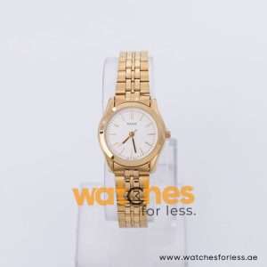 Pulsar Women’s Quartz Gold Stainless Steel White Dial 27mm Watch PRS482X