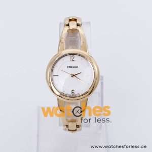 Pulsar Women’s Quartz Gold Stainless Steel White Dial 30mm Watch PH8206X1