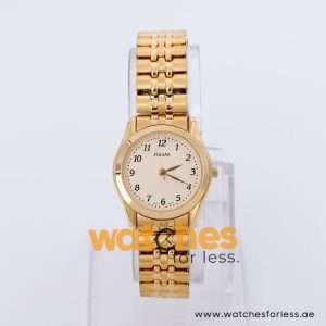 Pulsar Women’s Quartz Gold Stainless Steel Beige Dial 27mm Watch PXD546X