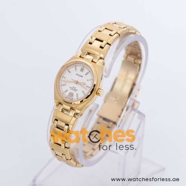 Pulsar Women’s Quartz Gold Stainless Steel Silver Dial 24mm Watch PXT602X1