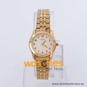 Pulsar Women’s Quartz Gold Stainless Steel Beige Dial 28mm Watch PRS490X
