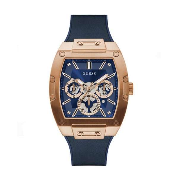 Guess Men’s Quartz Blue Silicone & Leather Strap Blue Dial 43mm Watch GW0202G4 UAE DUBAI AJMAN SHARJAH ABU DHABI RAS AL KHAIMA UMM UL QUWAIN ALAIN FUJAIRAH