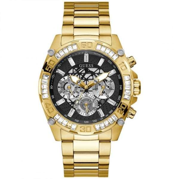 Guess Men’s Quartz Gold Stainless Steel Black Dial 46mm Watch GW0390G2 UAE DUBAI AJMAN SHARJAH ABU DHABI RAS AL KHAIMA UMM UL QUWAIN ALAIN FUJAIRAH