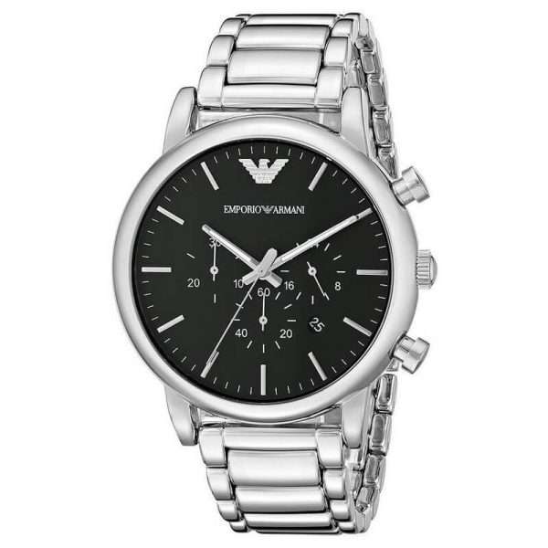 Emporio Armani Men’s Quartz Silver Stainless Steel Black Dial 46mm Watch AR1894