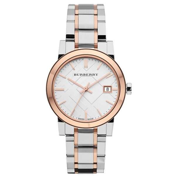 Burberry Women’s Quartz Stainless Steel Two Tone Silver Dial 34mm Watch BU9105