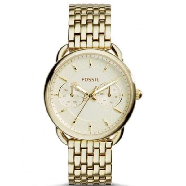 Fossil Women’s Quartz Stainless Steel Gold Dial 35mm Watch ES3714