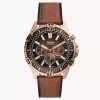 Fossil Men’s Quartz Brown Leather Strap Brown Dial 44mm Watch FS5867