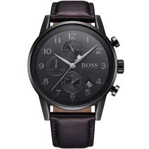 Hugo Boss Men’s Quartz Black Lather Strap Black Dial 44mm Watch 1513497