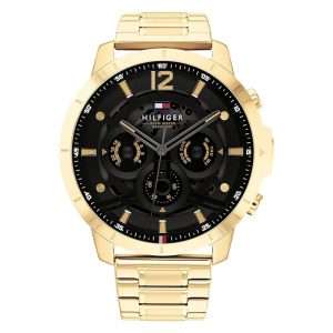 Tommy Hilfiger Men’s Quartz Gold Stainless Steel Black Dial 50mm Watch 1710511 UAE DUBAI AJMAN SHARJAH ABU DHABI RAS AL KHAIMA UMM UL QUWAIN ALAIN FUJAIRAH